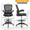 High Back Mesh Office Chair with Flip-up Armrests and Footrest Ring-Black