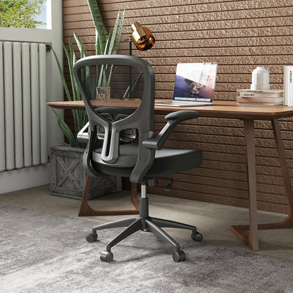 Ergonomic Office Chair Adjustable Swivel Mesh Task Chair with Flip-Up Armrests-Black