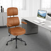 Ergonomic Office Chair with Adjustable Headrest and Spring Cushion Seat-Brown