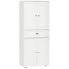 HOMCOM 184cm Tall Kitchen Cupboard, Freestanding Kitchen Pantry Storage Cabinet with 4 Doors, 3 Adjustable Shelves, Drawer, Anti-tipping Device, Sideboard Organiser for Dining Room, Living Room, White