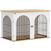 PawHut Dog Crate Furniture, Indoor Dog Cage with Double Doors for Large Breeds, Pet Kennel End Side Table