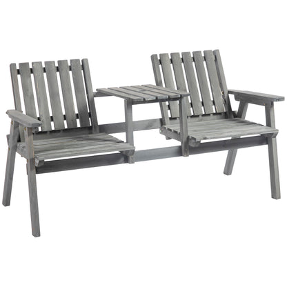 مقعد حديقة لشخصين من Outsunny مقعد LoveSeat عتيق للفناء والحديقة والشرفة والفناء، فولاذ، رمادي