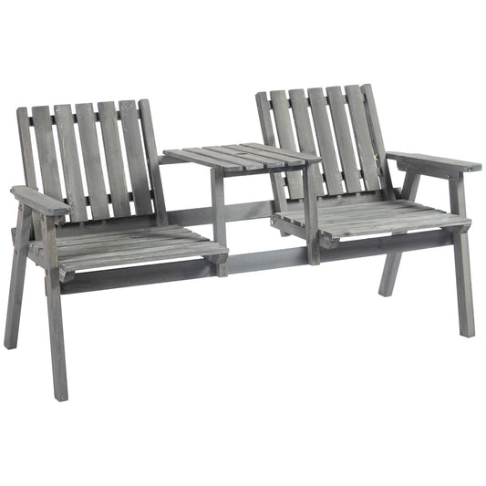 مقعد حديقة لشخصين من Outsunny مقعد LoveSeat عتيق للفناء والحديقة والشرفة والفناء، فولاذ، رمادي
