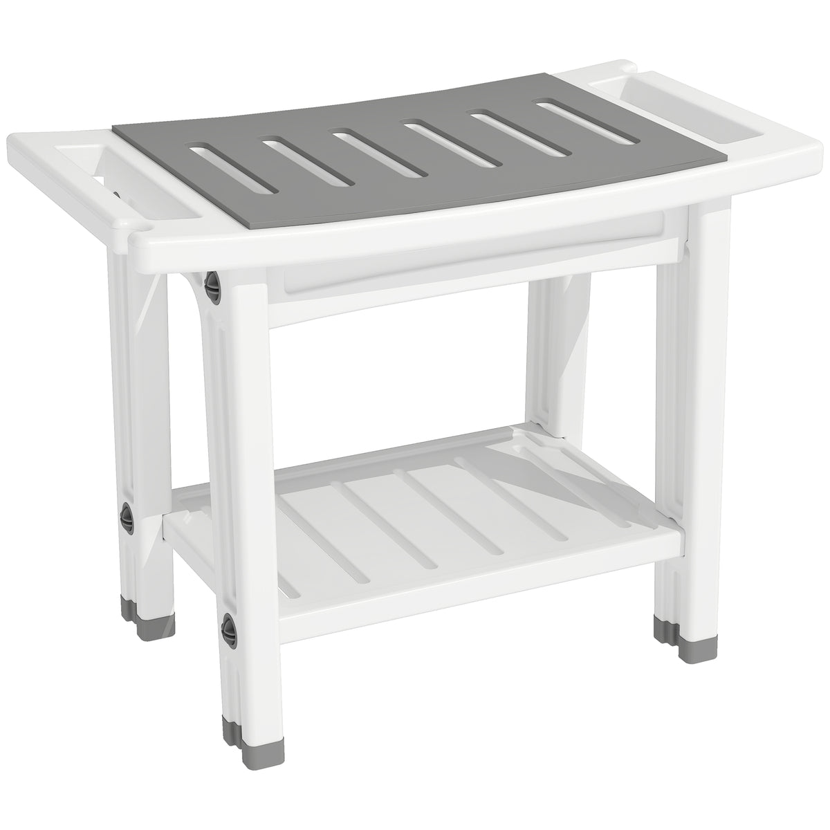 HOMCOM Shower Bench in White and Grey
