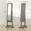 HOMCOM Freestanding Mirrored Jewellery Storage Cabinet - Grey