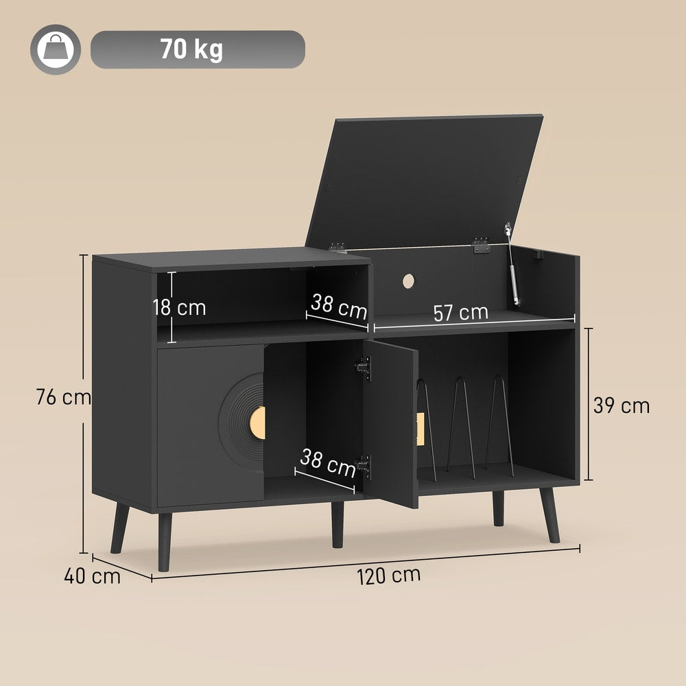 HOMCOM Record Player Stand in Black