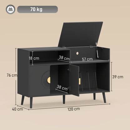 HOMCOM Record Player Stand in Black