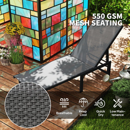 Outsunny Reclining Sun Lounger in Grey