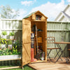 Outsunny Garden Shed Wood Outdoor Garden Tool Storage Unit with 3 Detachable Shelves, 77 x 54.2 x 179cm, Brown