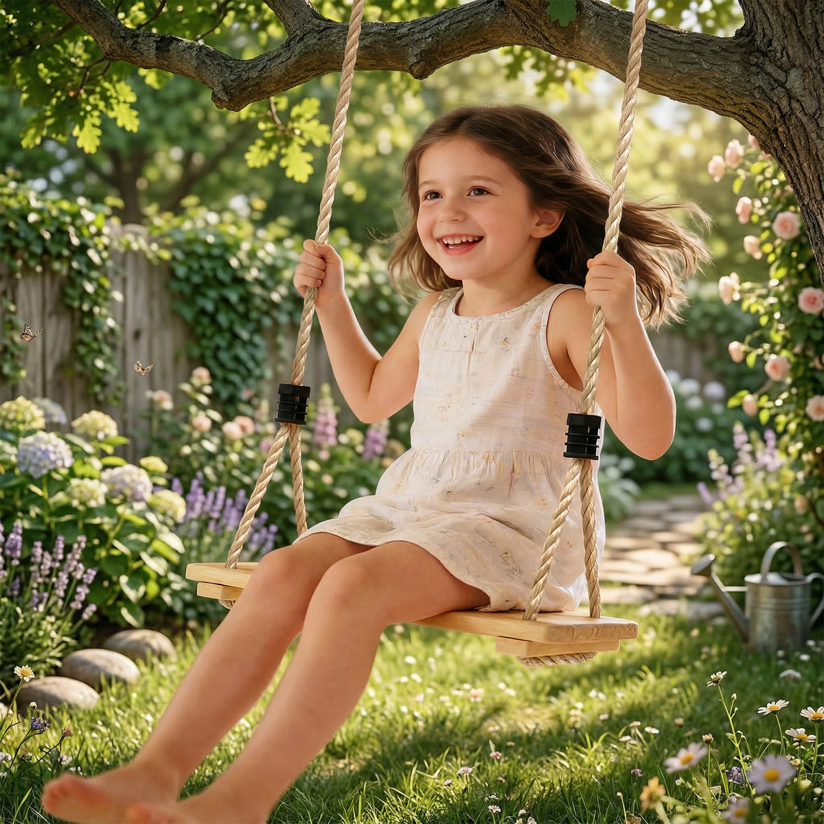 AIYAPLAY Wooden Swing Seat in a Natural Wood Finish