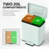 HOMCOM Dual Kitchen Bin, 2 x 20L Double Bin for Recycling and Waste, Fingerprint-proof Pedal Bin with Soft-Close Lid, Removable Inner Buckets, Green