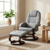 HOMCOM Swivel Recliner Chair with Footstool, PU Leather Recliner Armchair with Adjustable Back and Wood Frame, Grey