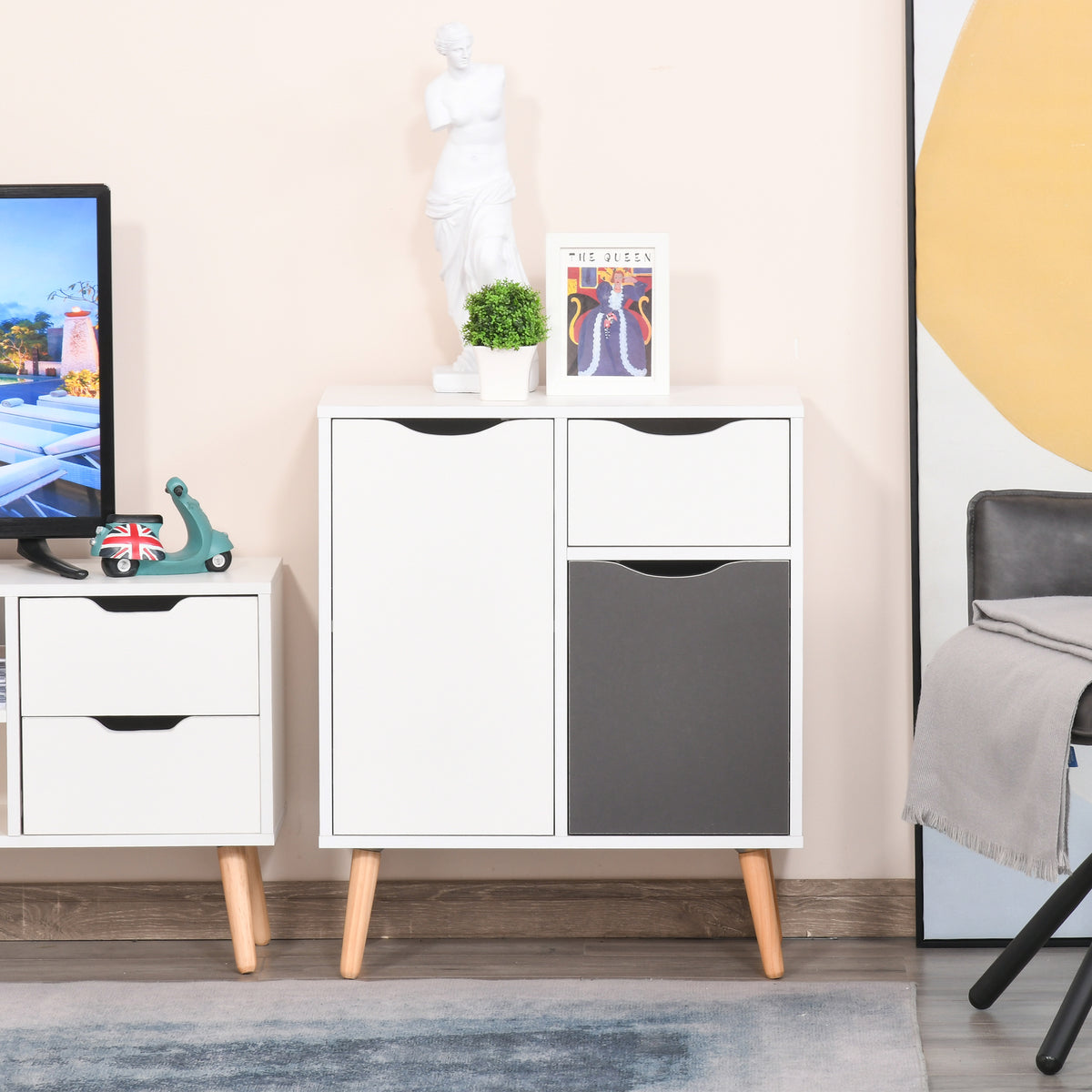 HOMCOM Sideboard Floor Cabinet Storage Cupboard in Grey