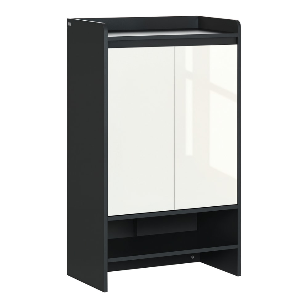 HOMCOM High Gloss Shoe Cabinet in Grey
