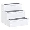 PawHut 3 Step Wooden Dog Steps Pet Stairs for Dogs, Cat Ladder for Bed Couch with Storage White