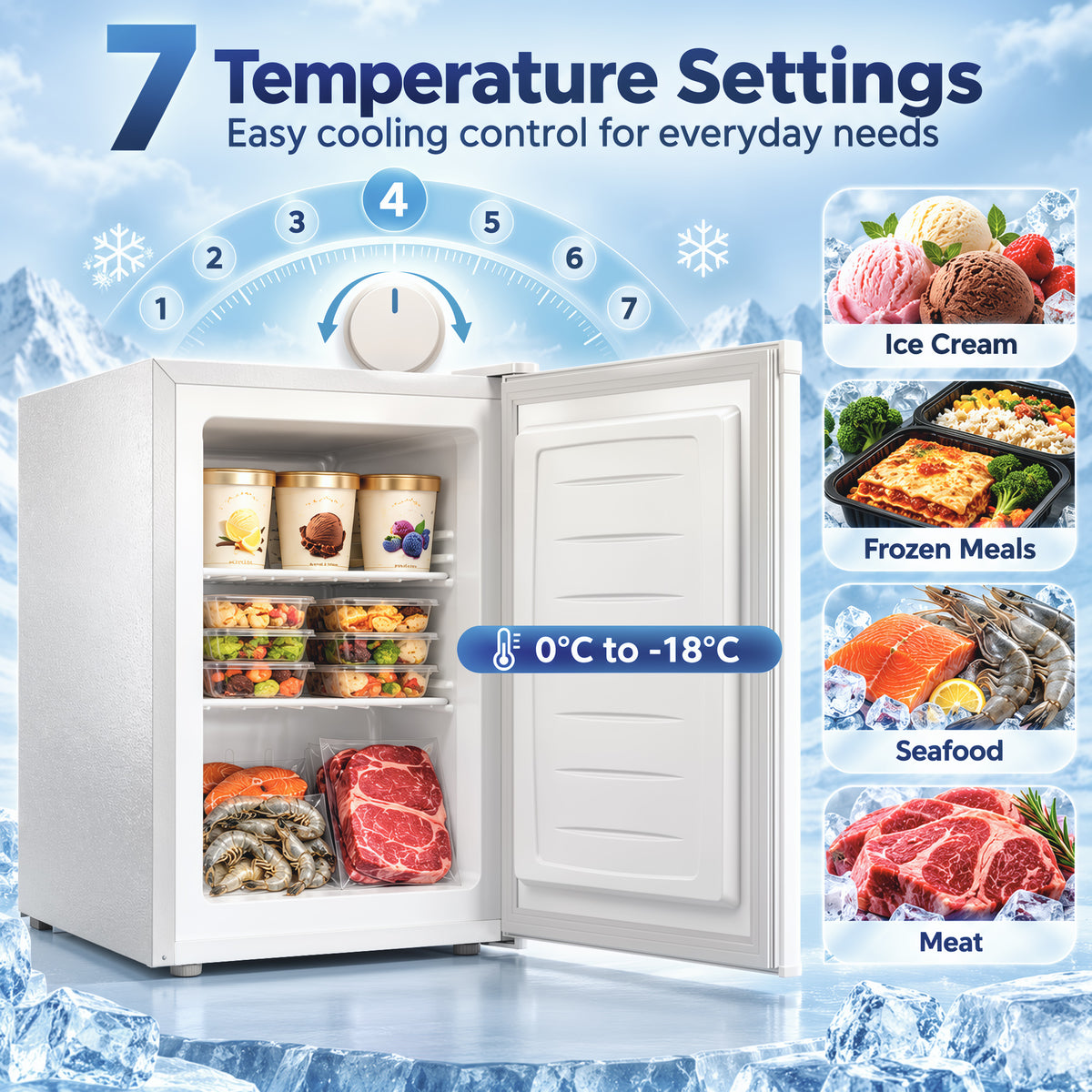 HOMCOM 60L Tabletop Mini Freezer in White