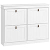 HOMCOM Slim Shoe Cabinet, Shoe Cabinet with 4 Drop-Down Drawers, 105W x 24D x 82.5H cm,  White