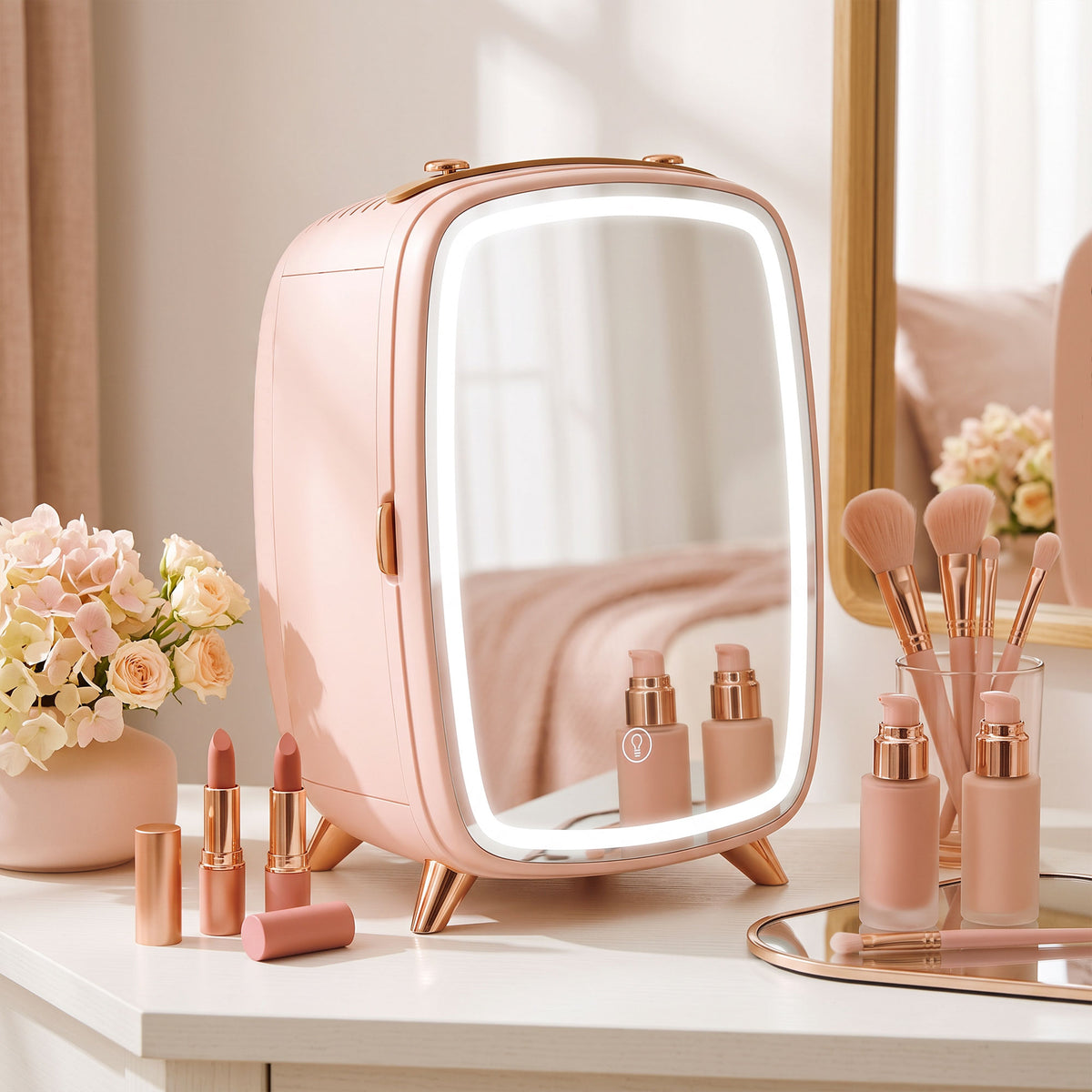HOMCOM Skincare Refrigerator in Pink