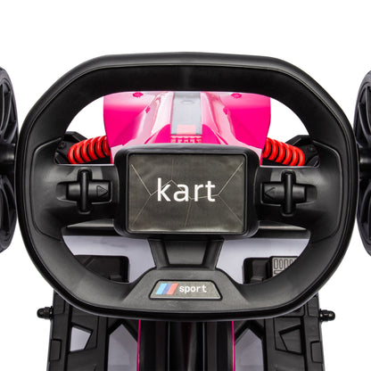 HOMCOM 12V Electric Go-Kart for Kids, Ride-On Racing Go-Kart, with Forward and Reversing Functions, for Ages 3-8 Years - Pink