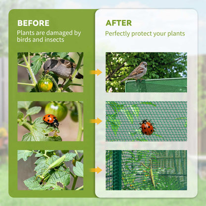 Outsunny 120 x 120cm Compact Plant Cage, with Netting - Green