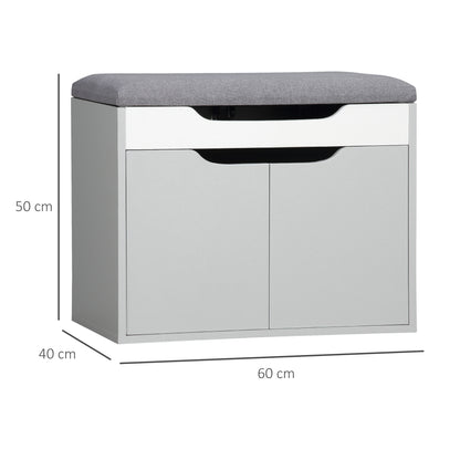 HOMCOM Shoe Bench with Cushion in Light Grey