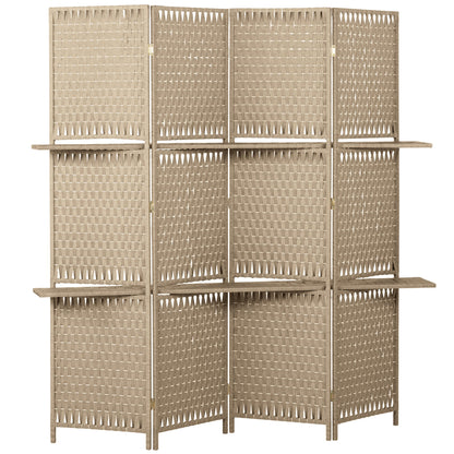 HOMCOM Wave Fibre Freestanding Folding Privacy Screen Panels, Room Divider, Natural Wood Finish