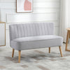 HOMCOM Modern Velvet Double Seat Sofa w/ Wood Frame Foam Padding High Back Soft Comfortable Compact Couch Light Grey