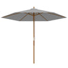 Outsunny 2.5m Wood Garden Parasol Sun Shade Patio Outdoor Wooden Umbrella Canopy, Table Market Umbrella with Vent, 38mm Pole, Rope Pulley Mechanism, Light Grey