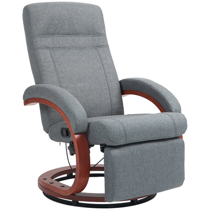 HOMCOM 135 degrees Manual Reclining Swivel Chair, with Footrest - Grey