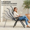 Outsunny Reclining Garden Chairs Set of 2, 5-Position Folding Sun Loungers with High Back, Retractable Footrest, Light Grey