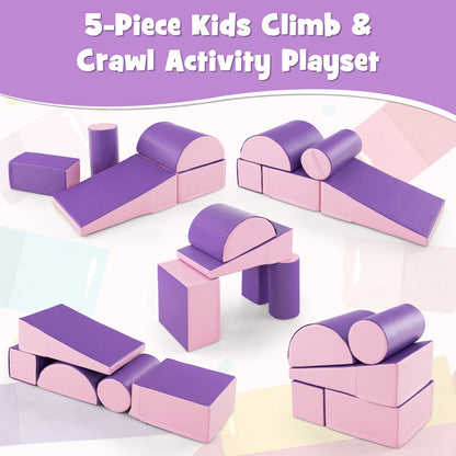 5-Piece Soft Waterproof Kids Climb &amp;amp; Crawl Activity Playset-Purple