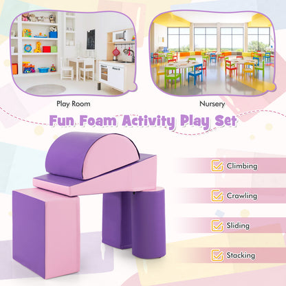5-Piece Soft Waterproof Kids Climb &amp;amp; Crawl Activity Playset-Purple