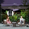 Outsunny 3 x 2 m Garden Parasol Umbrella with LED Solar Light, Parasol Cover, Outdoor Market Patio Umbrella, Black