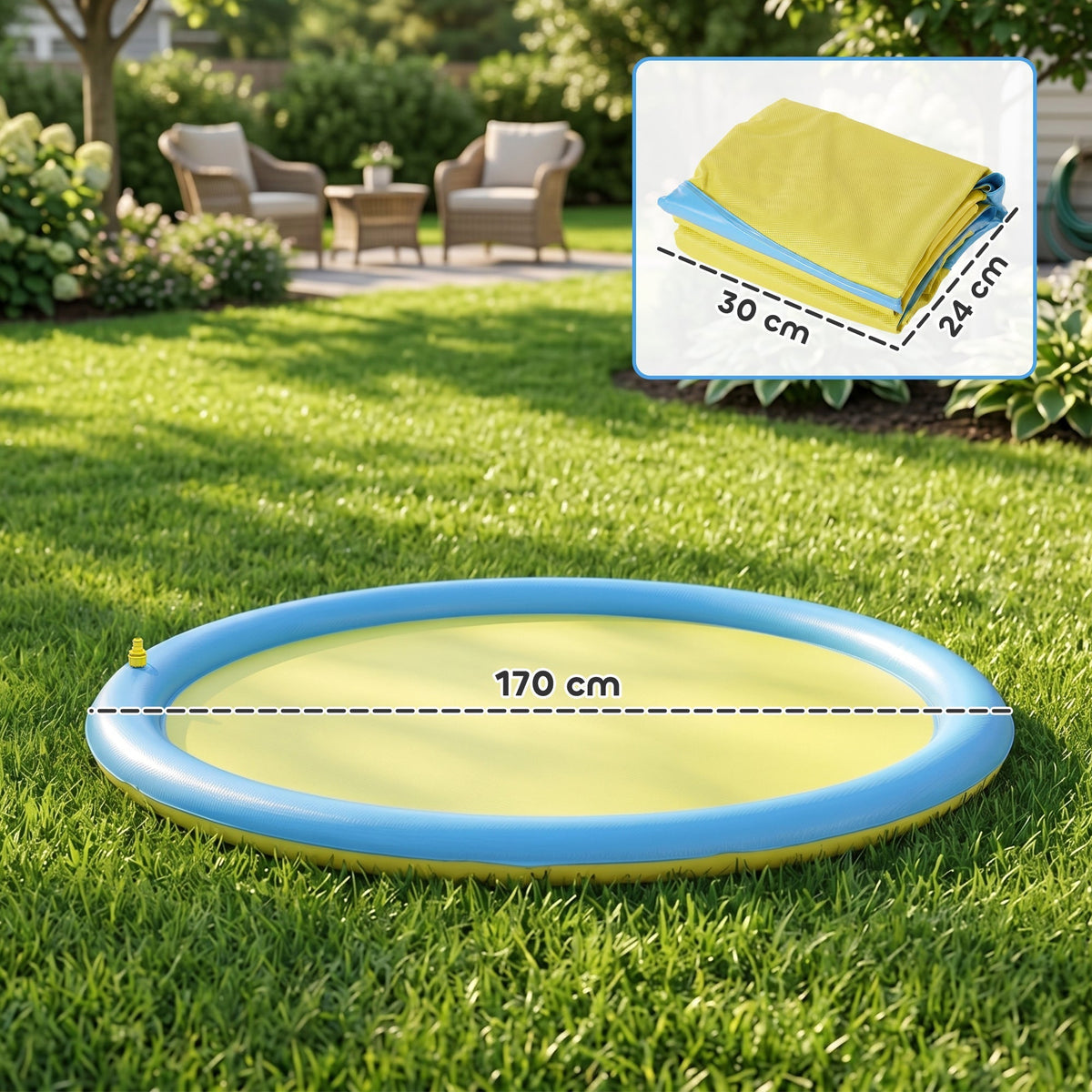 PawHut Dog Splash Pad  for Garden, Patio, Summer Fun, 170 cm