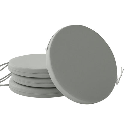 Outsunny Outdoor Bistro Chair Cushions Set of 4 with Removable Cover, 41 x 41 x 5 cm Round Seat Cushions with Ties, Light Grey