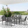 Outsunny Seven-Piece Metal Dining Set, with Glass-Top Table - Grey