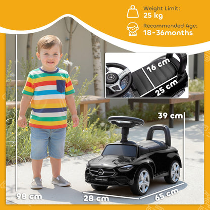 AIYAPLAY Official Mercedes-Benz Ride On Car, Foot to Floor Sliding Walker with Horn, Engine Sounds and Under-Seat Storage, Black