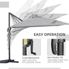 Outsunny 2.7 x 2.7 m Cantilever Parasol, Square Overhanging Umbrella with Cross Base, Crank Handle, Tilt, 360Â° Rotation and Aluminium Frame, Grey