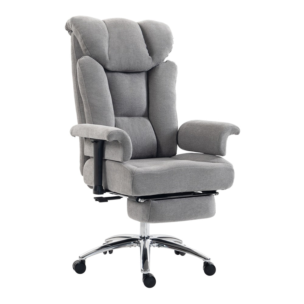 HOMCOM 250 kg Big and Tall Massage Office Chair with Heat, High Back, Height Adjustable Linen Executive Desk Chair, Grey