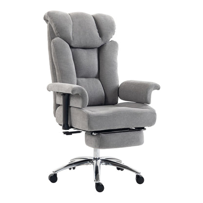 HOMCOM 250 kg Big and Tall Massage Office Chair with Heat, High Back, Height Adjustable Linen Executive Desk Chair, Grey