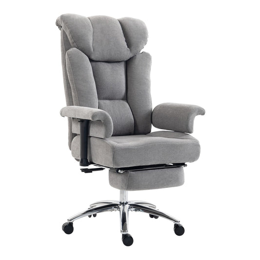 HOMCOM 250 kg Big and Tall Massage Office Chair with Heat, High Back, Height Adjustable Linen Executive Desk Chair, Grey