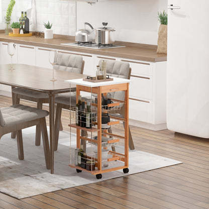 HOMCOM Rolling Kitchen Cart in Brown