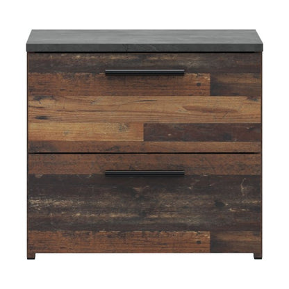 Attalyar Bedside Cabinet (ATTK011) in Old Wood Vintage and Dark Grey Concrete