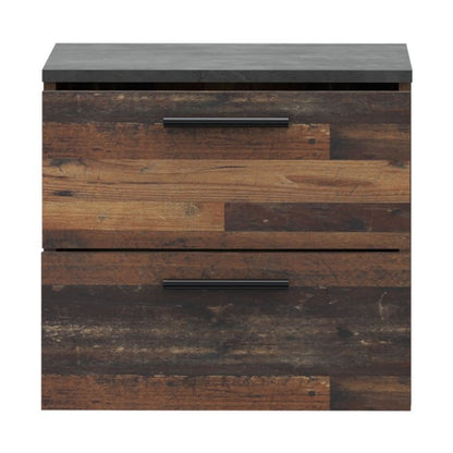Attalyar Bedside Cabinet (ATTK011) in Old Wood Vintage and Dark Grey Concrete