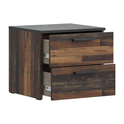 Attalyar Bedside Cabinet (ATTK011) in Old Wood Vintage and Dark Grey Concrete
