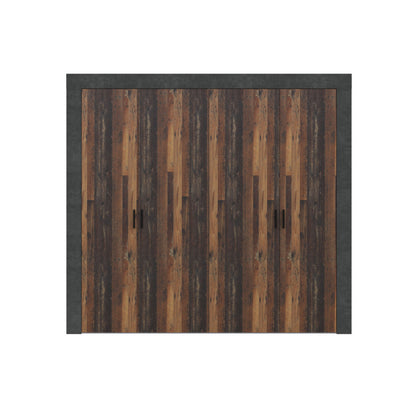 Attalyar 4 Door Wardrobe (ATTS941) in Old Wood Vintage and Dark Grey Concrete