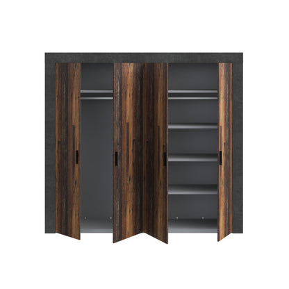 Attalyar 4 Door Wardrobe (ATTS941) in Old Wood Vintage and Dark Grey Concrete