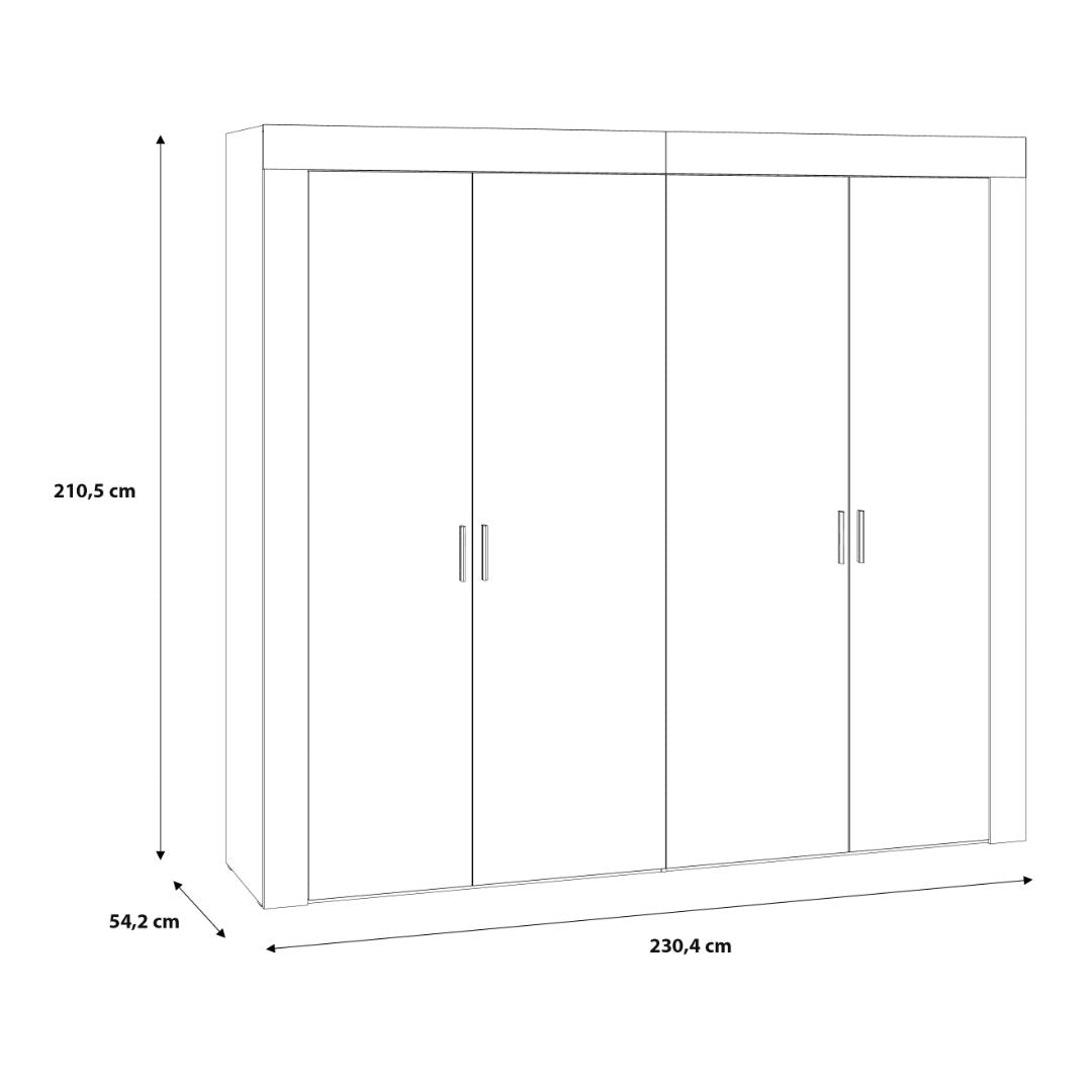 Attalyar 4 Door Wardrobe (ATTS941) in Old Wood Vintage and Dark Grey Concrete