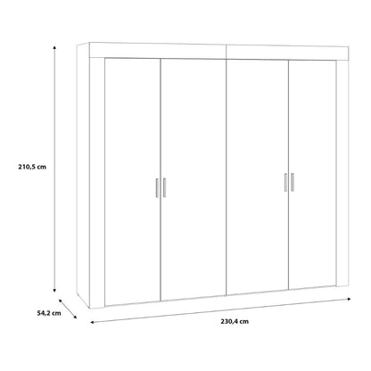 Attalyar 4 Door Wardrobe (ATTS941) in Old Wood Vintage and Dark Grey Concrete