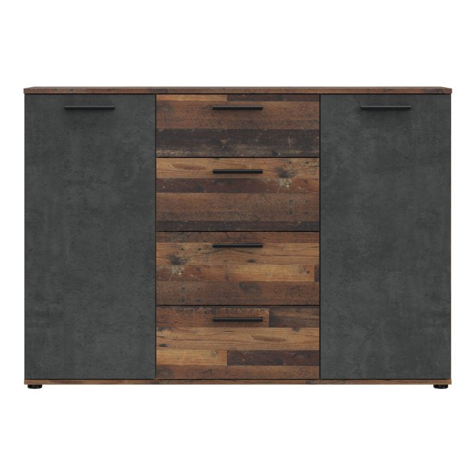 Attalyar 2 Door 4 Drawer Sideboard (HLNK26) in Old Wood Vintage and Dark Grey Concrete